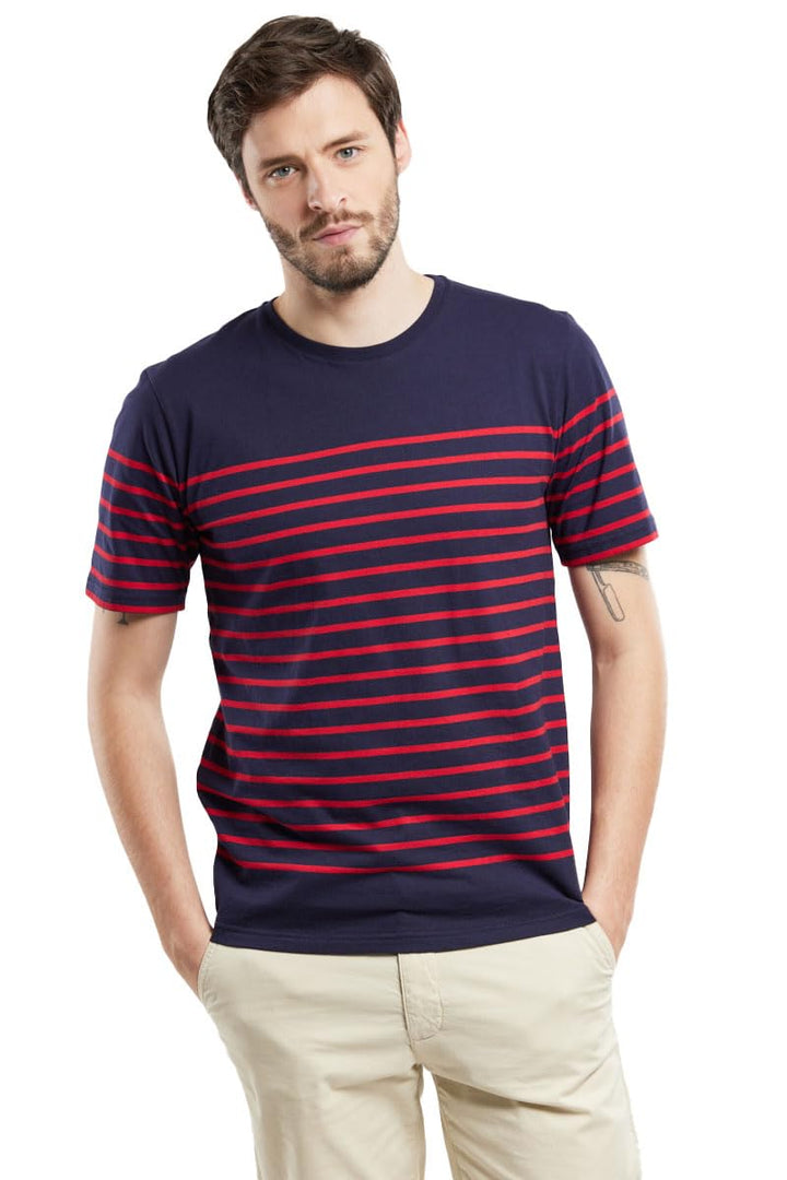Armor Lux Herren Marinière Etel Héritage Homme T-Shirt, Blau (455 Navire/Braise 455)