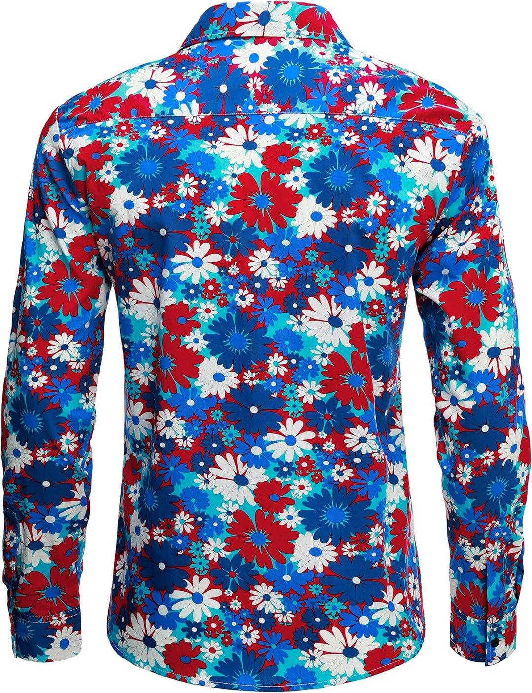 JOGAL Herren Regular Fit Floral Business Hemd Langarm Button Down Print Freizeithemd XXL Blau Rot Gä