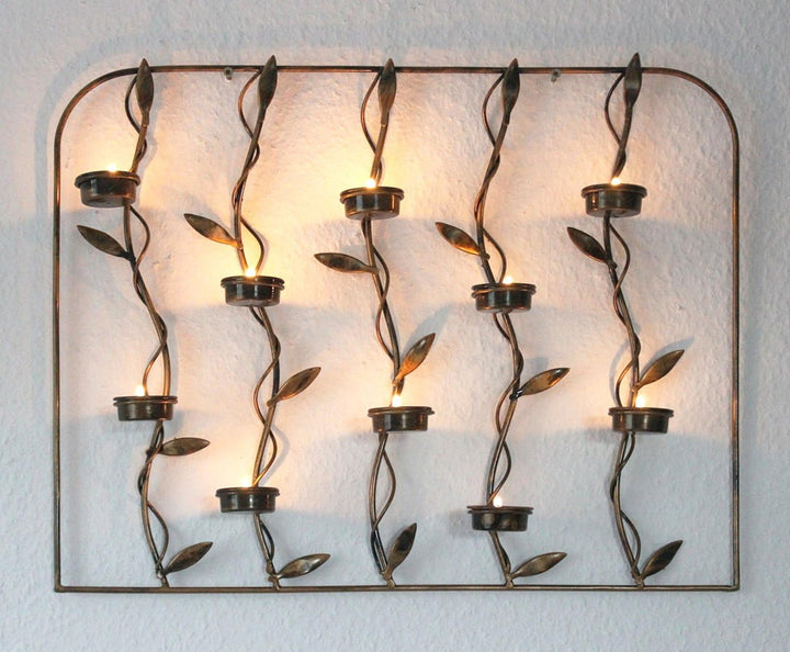 Wandteelichthalter 10-0370 Wandkerzenhalter aus Metall 53 cm Teelichthalter