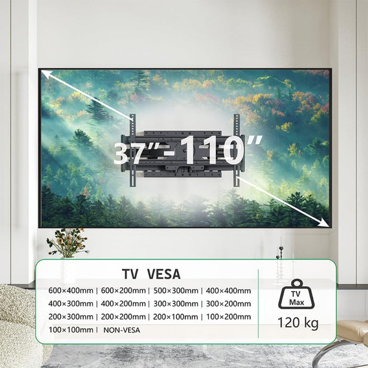 XTRARM TiTon Double 80 cm TV-Wandhalterung, schwenken neigen rotierbar, 80kg VESA max.600x400 80 cm
