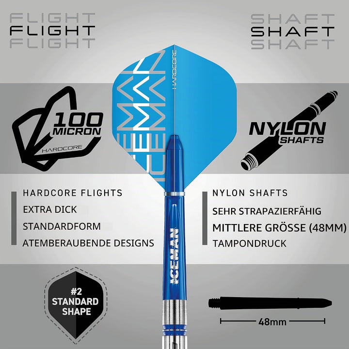 RED DRAGON Gerwyn Price Iceman Challenger Professional Tungsten Darts Set with Flights and Stems 18.
