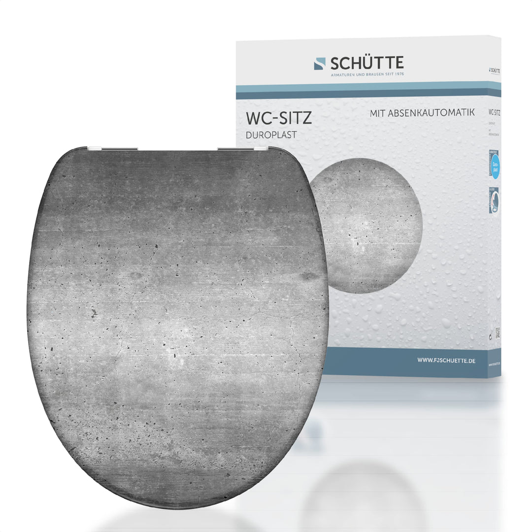 SCHÜTTE WC-Sitz Duroplast INDUSTRIAL GREY, Toilettensitz mit Absenkautomatik, passend für alle hande
