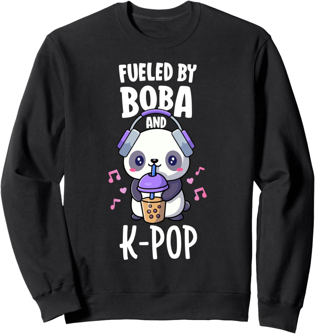 Fueled By Boba And KPop Shirt Bubble Tea Kawaii K-Pop Gift Sweatshirt