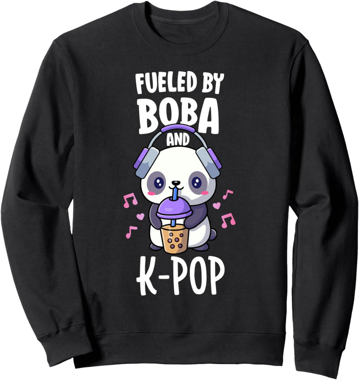 Fueled By Boba And KPop Shirt Bubble Tea Kawaii K-Pop Gift Sweatshirt