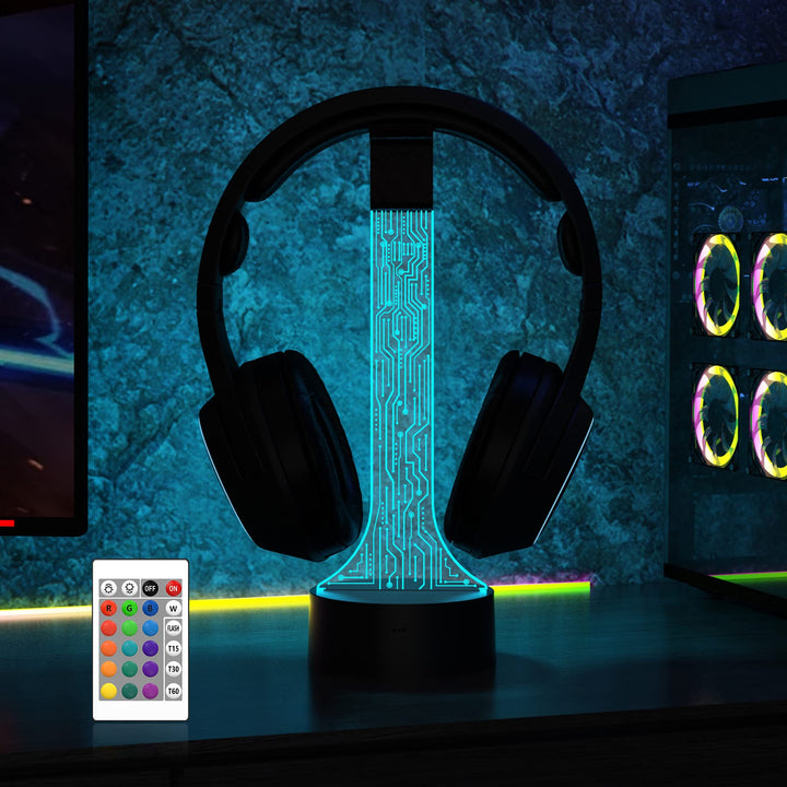 YuanDian Leuchtender Kopfhörerständer für Schreibtisch, Gaming Headset Halterung, RGB mit 16 farbige
