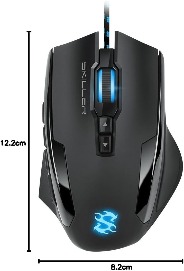 Sharkoon Skiller SGM1 Gaming Maus mit Makrotasten (10800 DPI, RGB-Beleuchtung, 12 Tasten, Weight-Tun