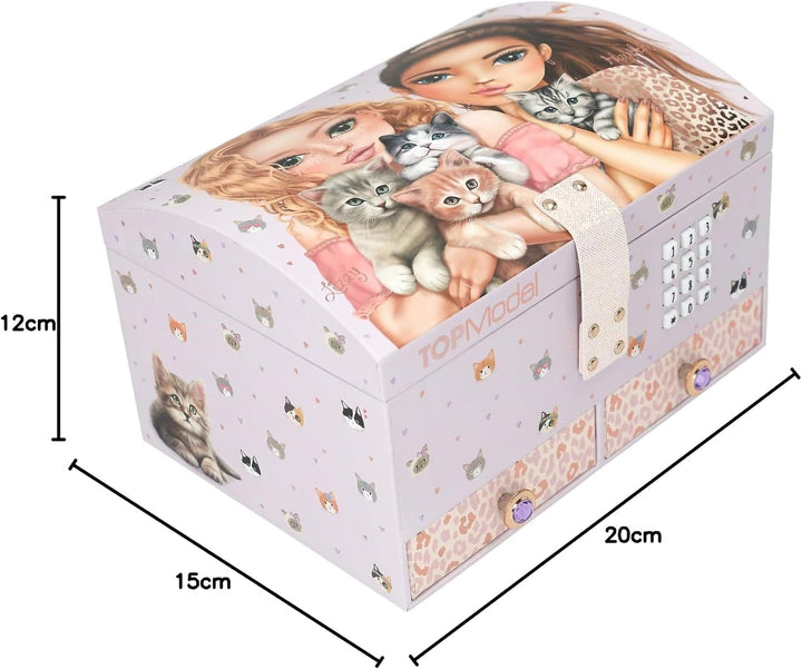 Depesche 13578 TOPModel Cat Love - Schmuckkästchen in Lila, mit Model Motiv und Katzen Muster, Schmu