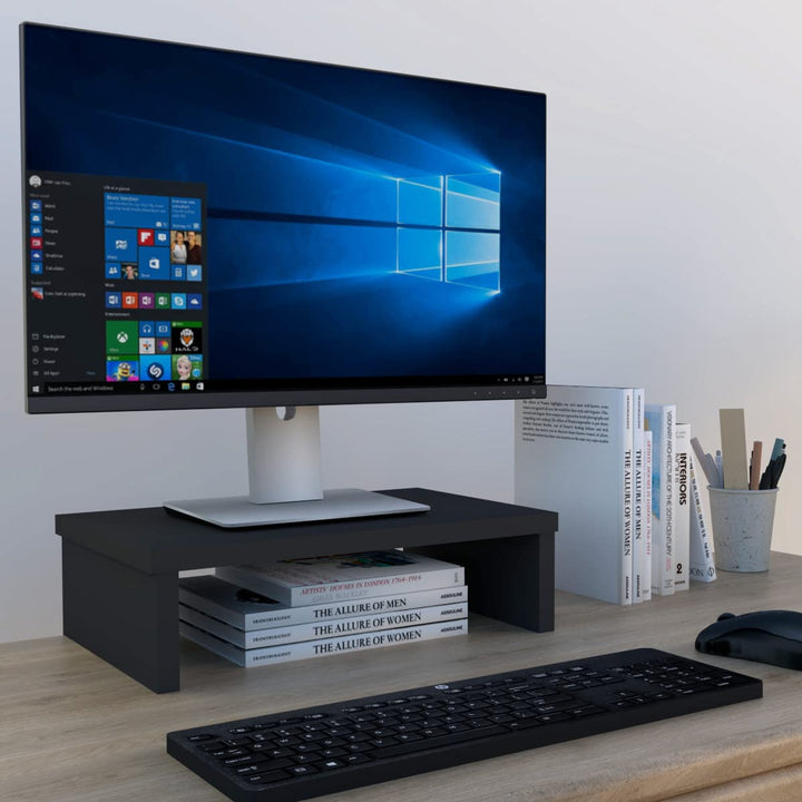 Henor Monitorständer TV-Bildschirmerhöhung in FSC® Holz 42 x 26.5 x 12 cm. Unterstützt 50 kg Graphit
