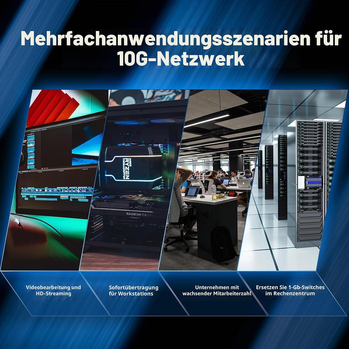 MokerLink 8 Port 10Gbps SFP+ Switch, unterstützt 1G/2.5G/10G SFP Module, 160Gbps Bandbreite, lüfterl