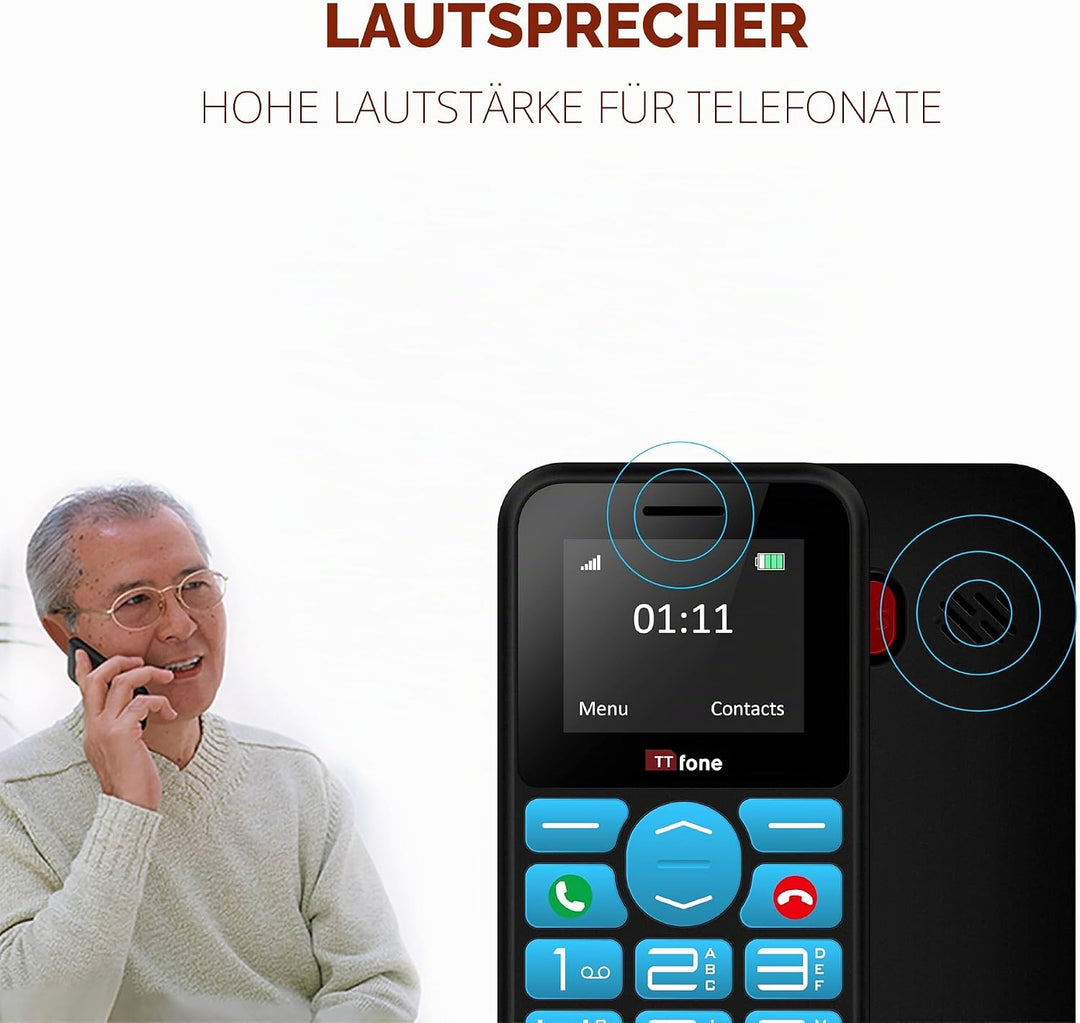 TTfone TT190 Big Button Basic Senior Unlocked Emergency Mobile Phone - Einfach billigstes Telefon wi