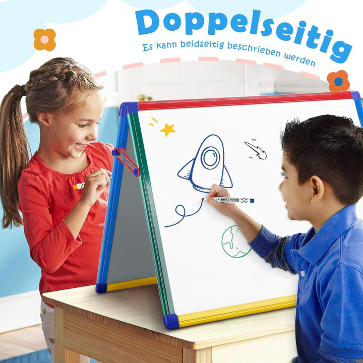SwanSea A2 Magnettafel Kinder Staffelei, Whiteboard-Tischplatte, Doppelseitig, Trocken Abwischbar, m