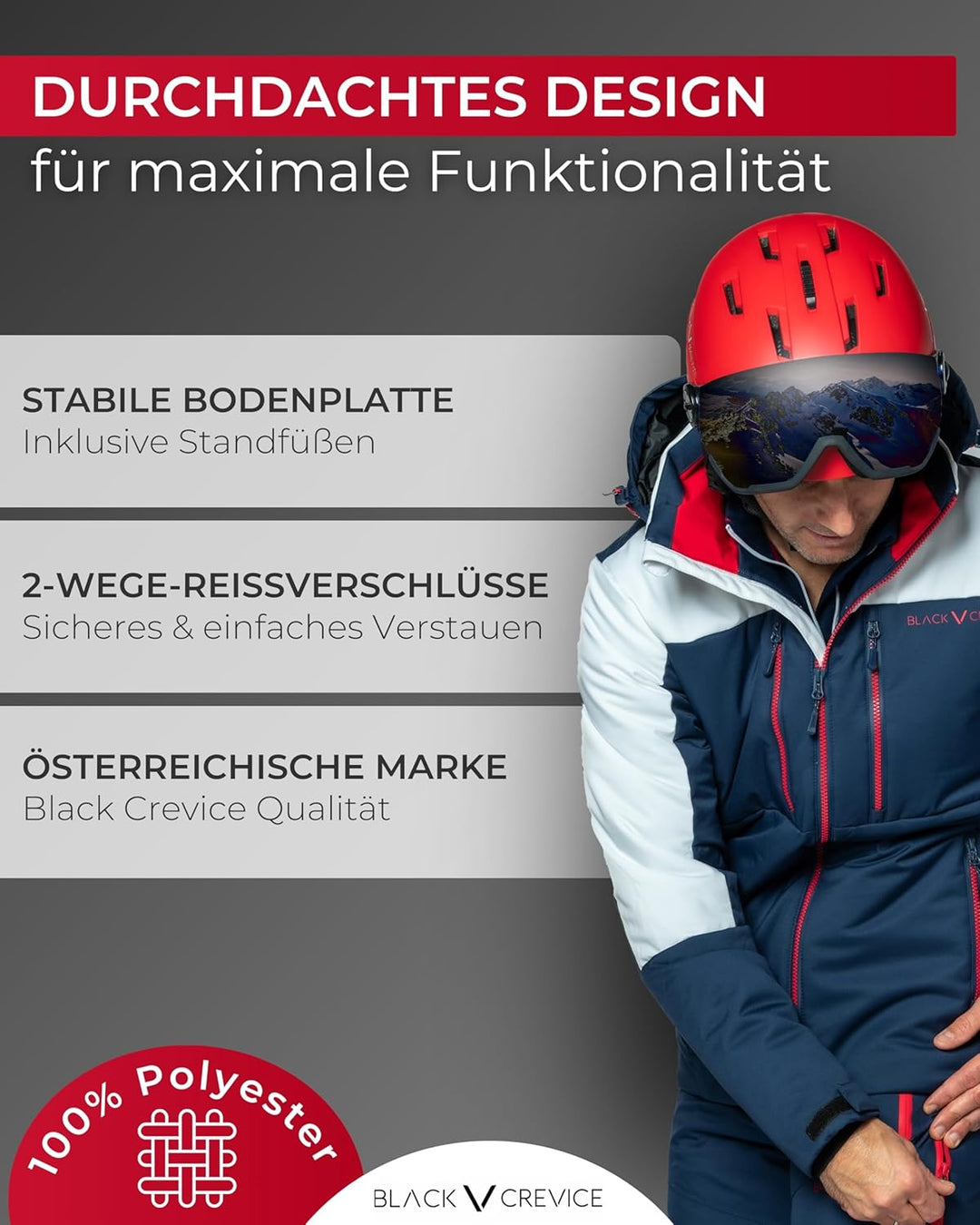 BLACK CREVICE Skischuh- & Helmtasche I Tasche für Snowboardschuhe / Skischuhe & Helme I Verstellbare