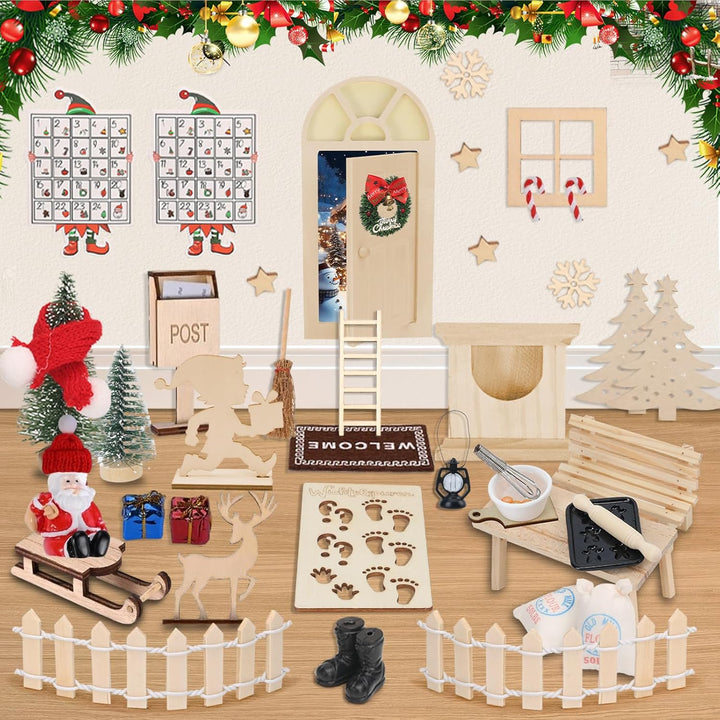 EIKEJI 57 PCS Wichteltür Komplettset, Wichteltür Zubehör Weihnachten Set, Wichtel Tür Im Dunkeln Leu