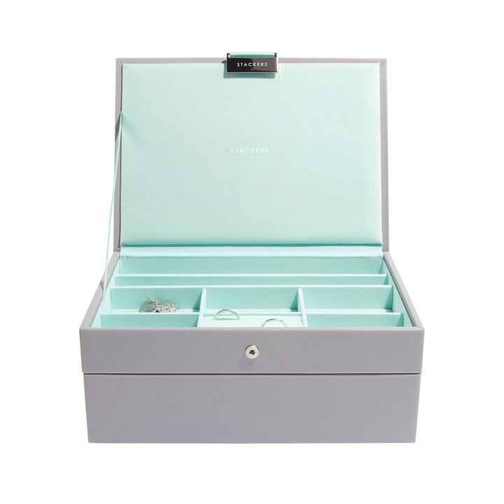 Stackers Grau & Mint Klassisch Schmuckschatulle - 2 Dove Grey/Mint, Dove Grey/Mint