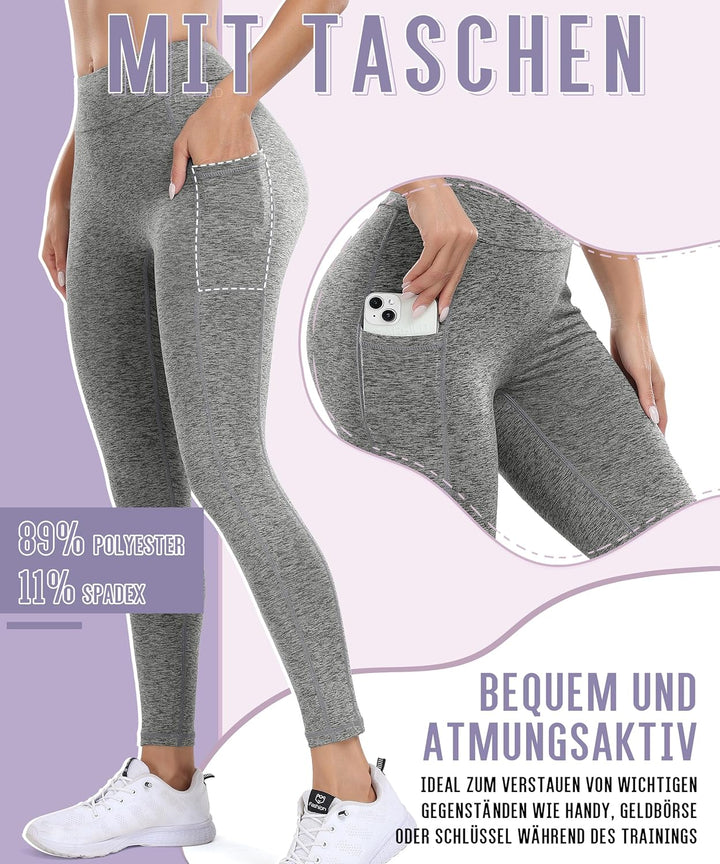 STARBILD Leggings Tiefer V Back Shape Sport, Damen Lange Yogahosen Blickdicht Scrunch Butt, für Fitn