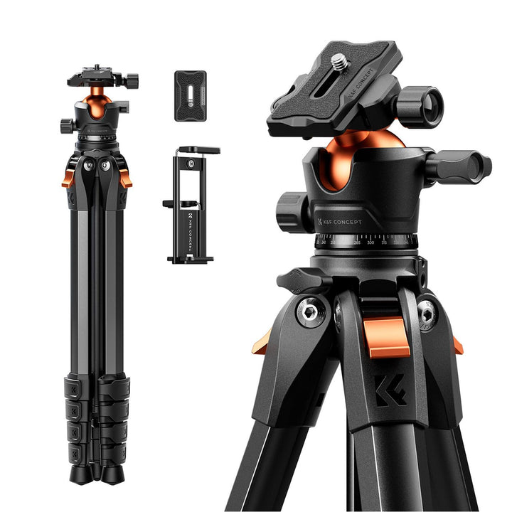 K&F CONCEPT Kamera Stativ Handy Stativ,162cm Kamerastativ, Tripod für unterwegs, Stativ für Smartpho