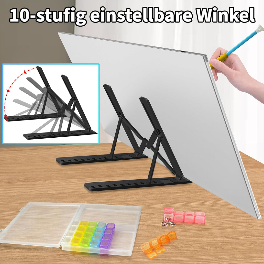 JUSONEY Leuchttisch A3 für diamond painting, Diamond Painting Zubehör Dimmbare Light Pad für Zeichne