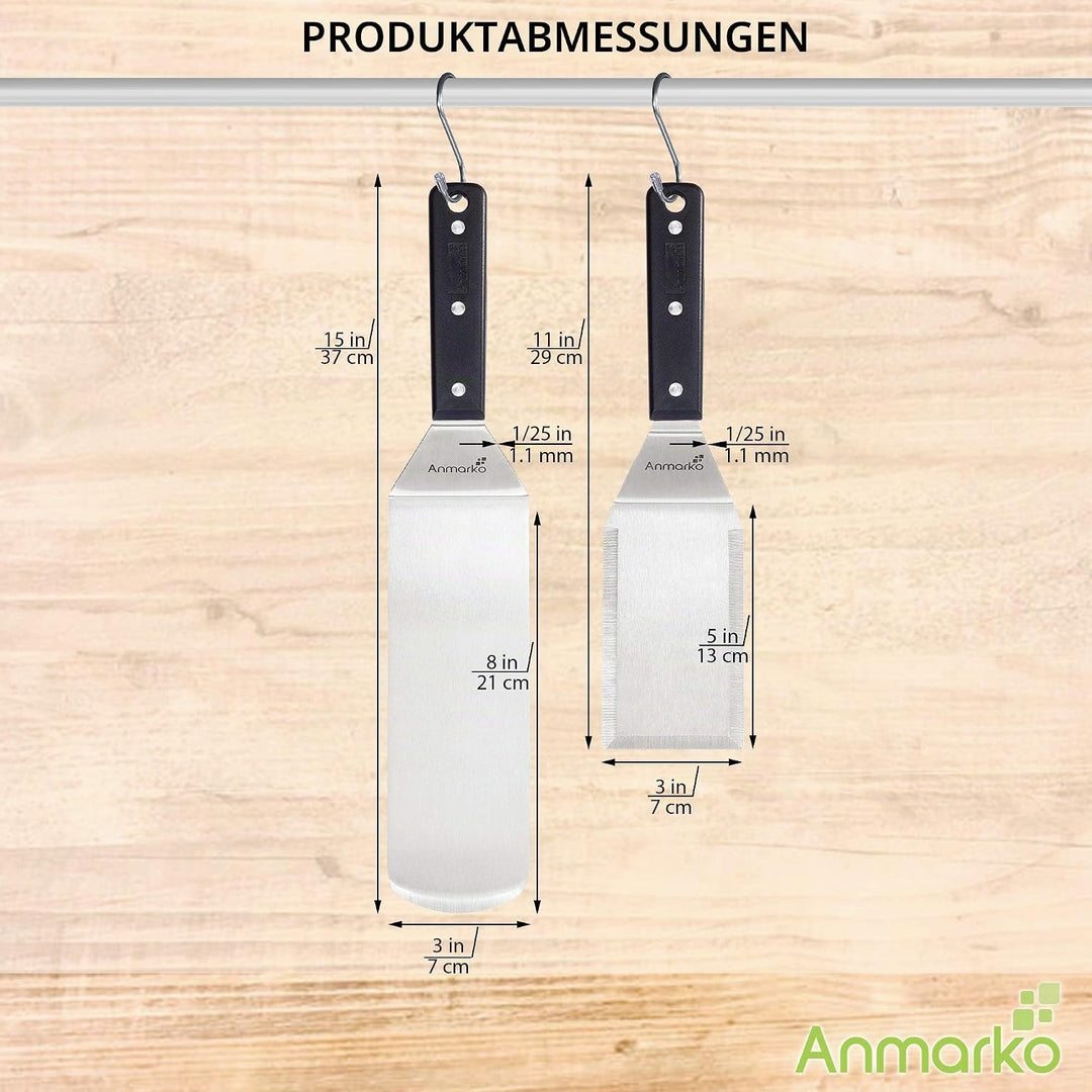 Exklusives Grillwender Set aus hochwertigem Edelstahl - BBQ Grillset in erstklassiger Qualität für H
