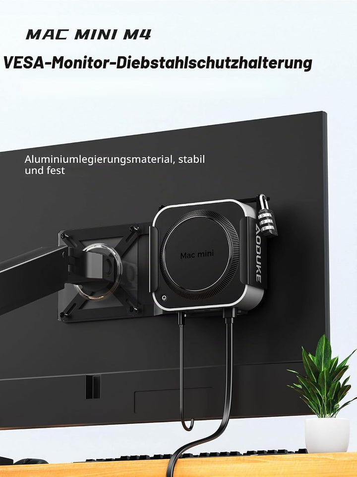 with Combination Security Lock 2024 Mac mini M4 VESA Computer Monitor Mount Bracket for Anti-Theft S