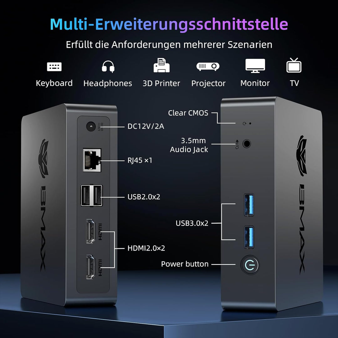 BMAX Mini PC W-11 N5095 (bis zu 2,9 GHz) 8GB LPDDR4 256GB SSD,Micro PC,2,5-Zoll-SSD/Gigabit Ethernet