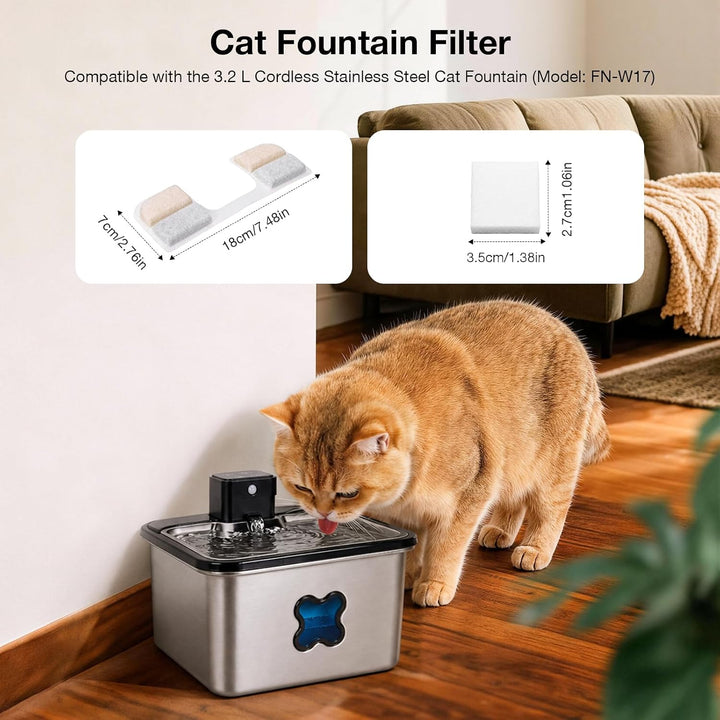 Katzenbrunnen Filter für 3.2L Katzenbrunnen Edelstahl, 12 Stück Ersatzfilter für FEENEEDY FN-W17 Tri