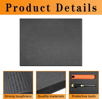 Rasterschaumstoff Würfelschaum -4 Stück 300 x 300 x 2.5 mm/4 Stück 300 x 300 x 10mm- Werkzeugkoffer