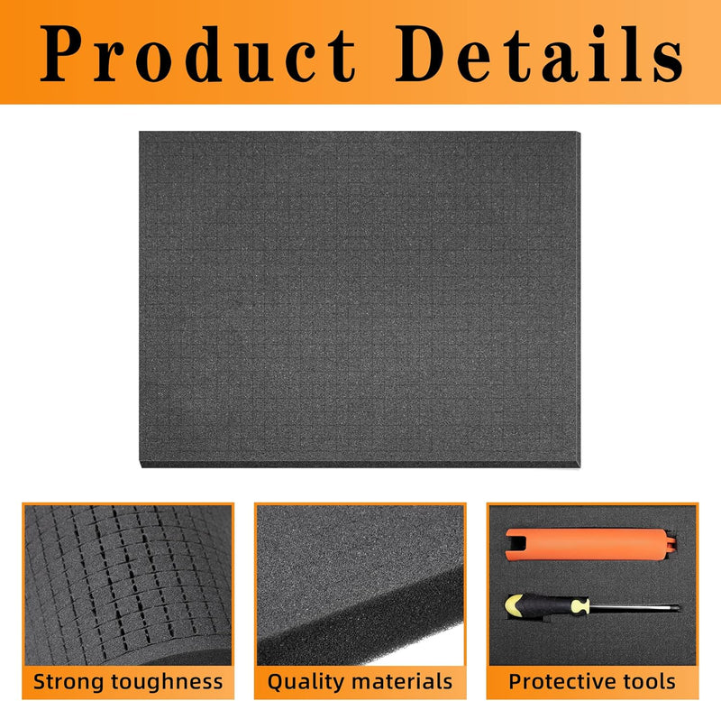 Rasterschaumstoff Würfelschaum -4 Stück 300 x 300 x 2.5 mm/4 Stück 300 x 300 x 10mm- Werkzeugkoffer