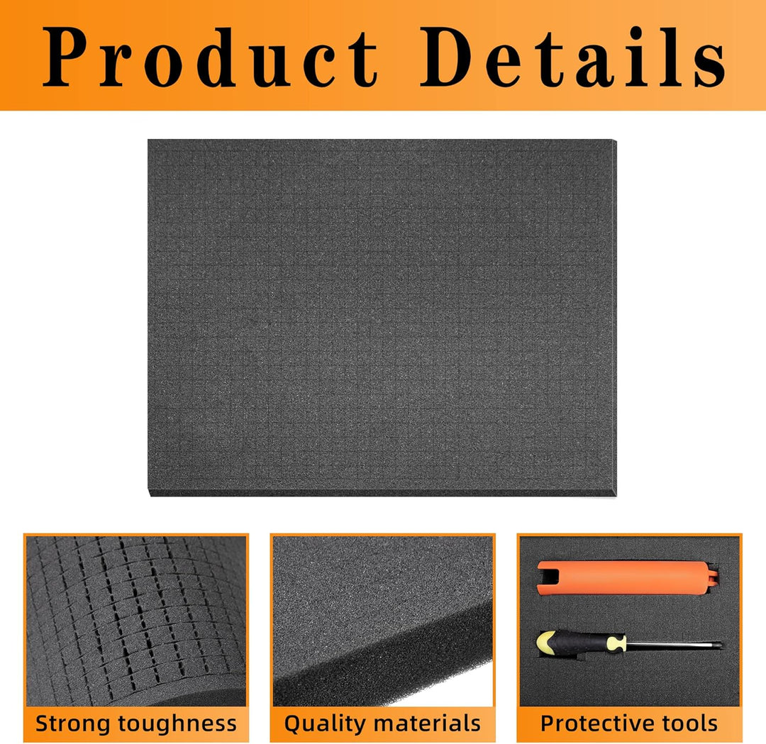 Rasterschaumstoff Würfelschaum -4 Stück 300 x 300 x 2.5 mm/4 Stück 300 x 300 x 10mm- Werkzeugkoffer