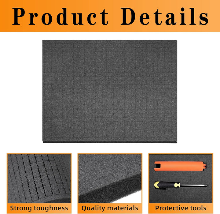 Rasterschaumstoff Würfelschaum -4 Stück 300 x 300 x 2.5 mm/4 Stück 300 x 300 x 10mm- Werkzeugkoffer