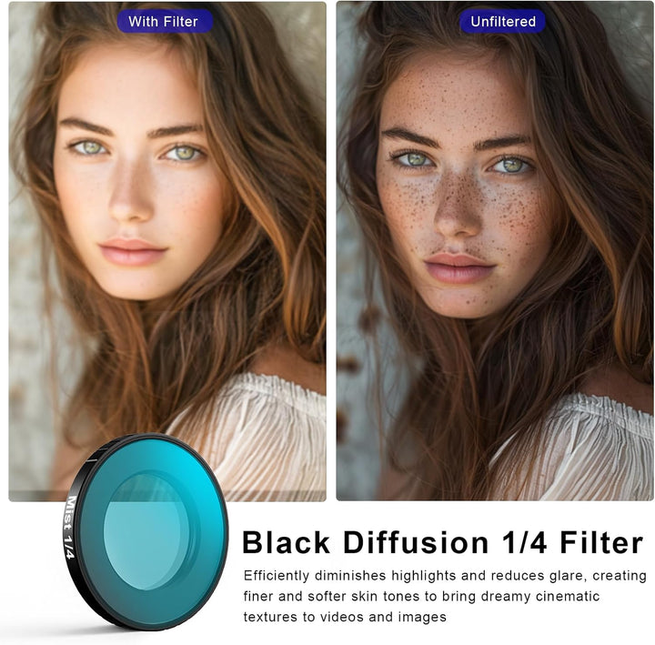Haoge Objektivfilter-Set für Insta360 GO Ultra, inkl. CPL, Black Diffusion 1/4, ND8 und Displayschut