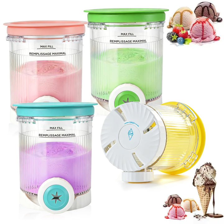 Ninja Creami Behälter für Ninja Creami Swirl, 4 Stück 408ML Behälter mit Farbigen Dichtdeckeln für N