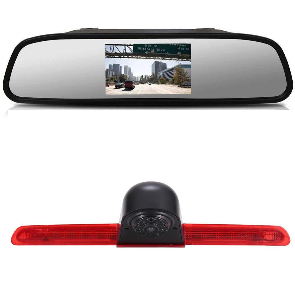 「12mm Objektiv CMOS Rückfahrkamera+ 4.3 Zoll Auto Rückspiegel」Bremsleuchte Auto Dach Rückfahrkamera