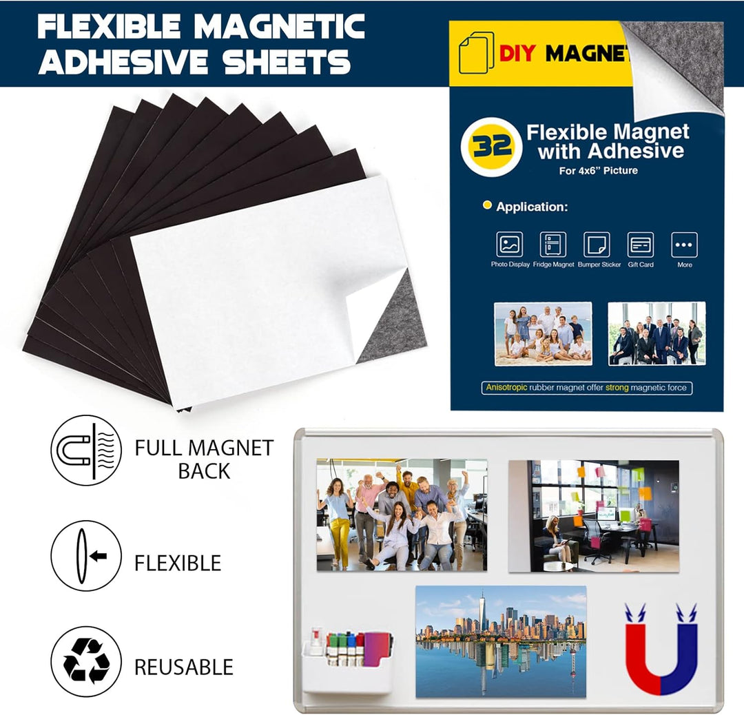 Magnetbögen mit Selbstklebender Rückseite für 10,2 x 15,2 cm grosse Bilder, Selbstklebende Foto-Magn