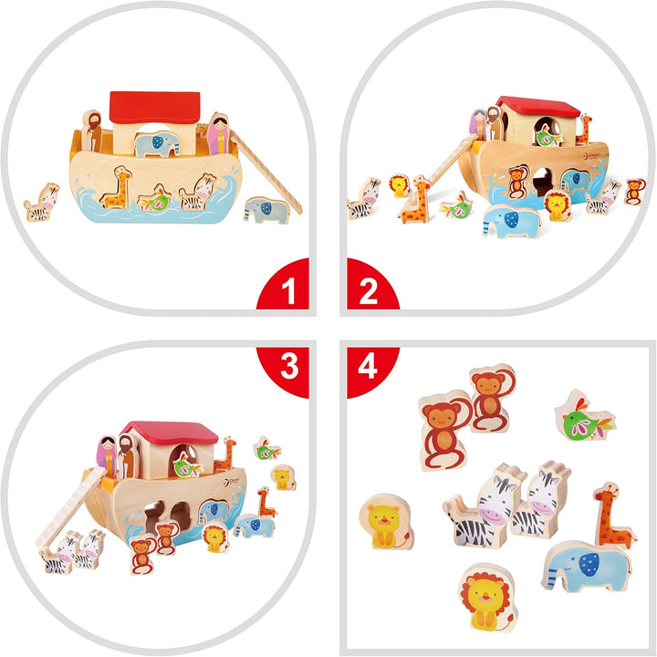 Steckspiel Arche Noah Holz Steckspielzeug Steckpuzzle Lernspielzeug Motorik Kind