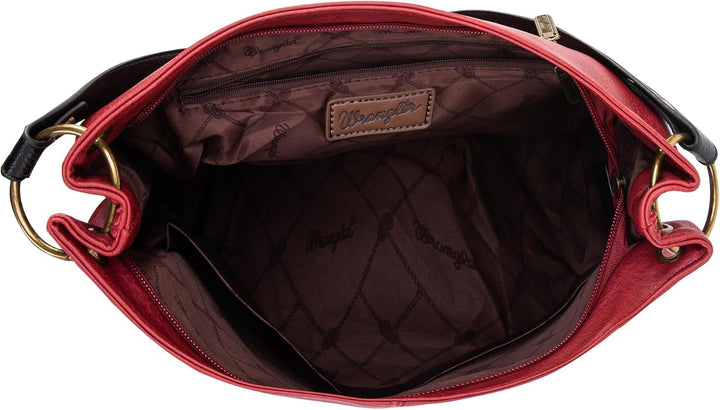 Wrangler Hobo-Taschen für Damen, veganes Leder, Griff oben, Schultertaschen und Handtaschen Rot, Rot