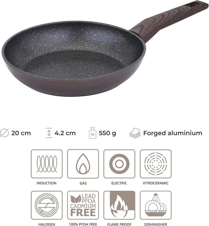 RESTO 93020 tiefe Pfanne- Induktion aus hochwertigem geschmiedetem Aluminium -Bratpfanne mit Marmor-