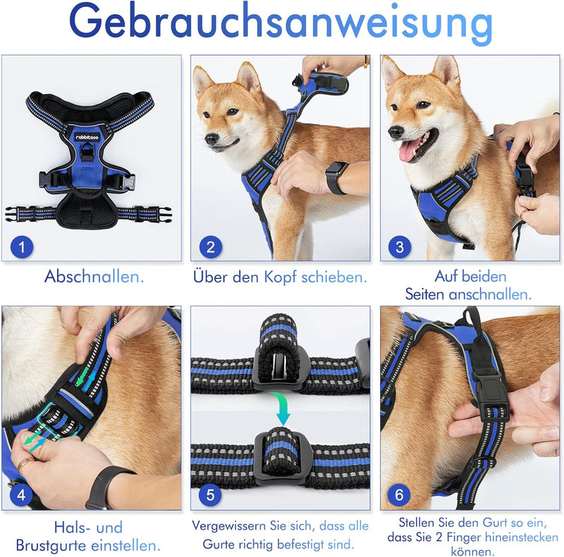 rabbitgoo Hundegeschirr Mittelgrosse Hunde Anti Zug Geschirr Hund mit Kontrolle No Pull Verstellbar