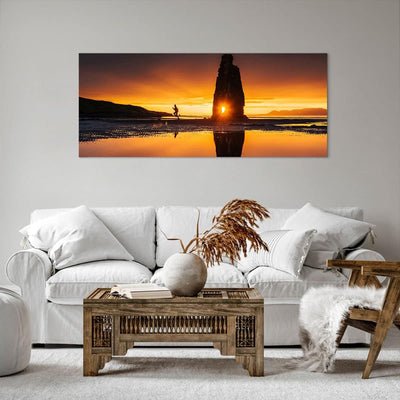 Wandbilder Dekoration Wohnzimmer Meer Felsen Wasser Panorama Bilder auf Leinwand 120x50cm Leinwandbi