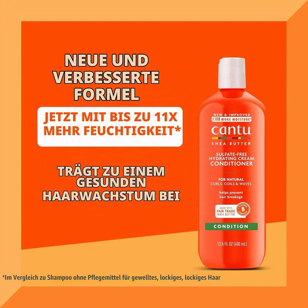 Cantu Sulfatfreies Shampoo &amp; Conditioner 12oz mit Sheabutter Feuchtigkeitscreme 12oz