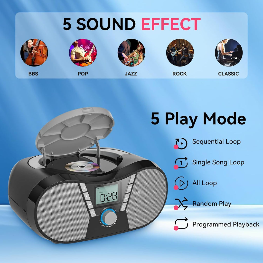 Gueray CD Player Kinder Radio mit CD Player Tragbar Boombox mit Display CD Player Bluetooth mit Laut