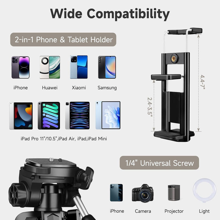 JOILCAN Kamera Stativ, 173cm leichtes Handy Stativ für Smartphone/iPhone/iPad mit Abnehmbarem Kopf,