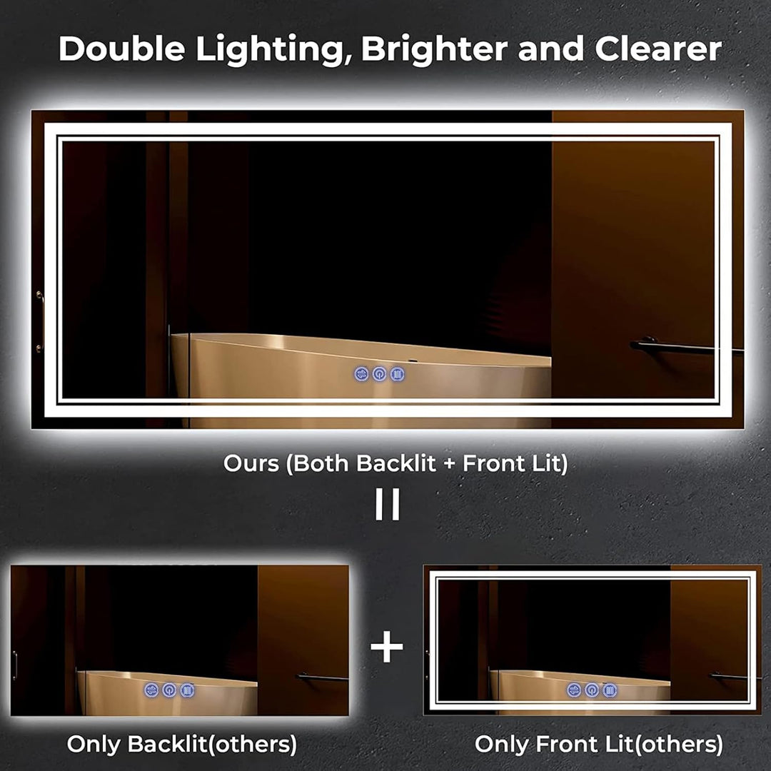 Badspiegel mit Beleuchtung 150x90cm, Badezimmerspiegel Wandspiegel und Touch-Schalter, IP65-Led-Spie