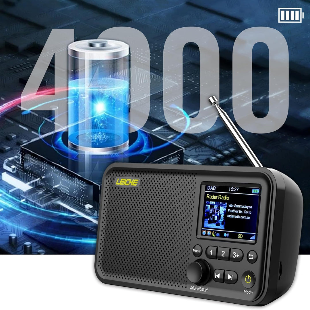 LEICKE tragbares DAB+ Radio mit Bluetooth 5.0 | DAB/DAB+ und UKW Radio, 2,4" Farbdisplay, 80 Voreins