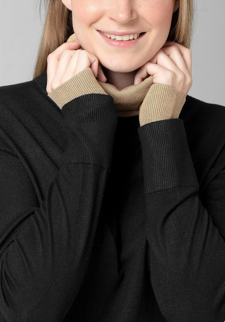 Timezone Damen Double Layer Turtleneck Pullover L Schwarz, L Schwarz