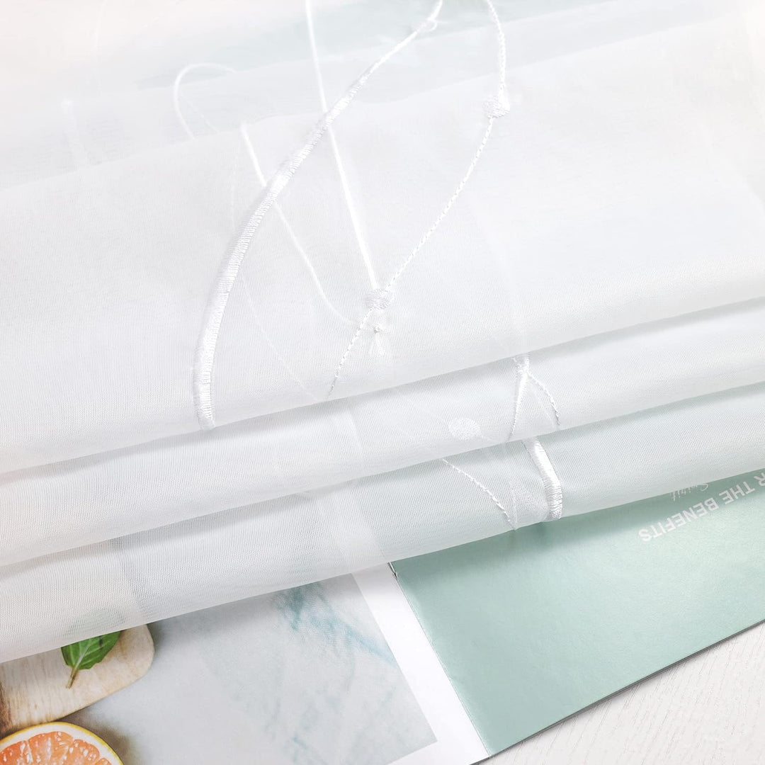 ESLIR Raffrollo Weiss Raffgardine mit Klettband Gardinen Küche Transparent Bändchenrollo Voile Besti
