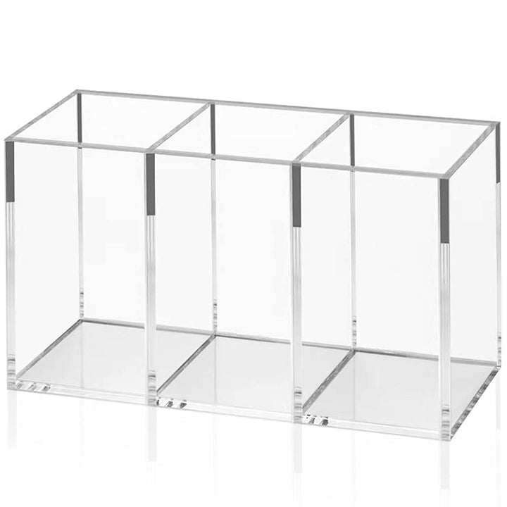 NIUBEE Stiftehalter aus Acryl, 3 Fächer, transparenter Stiftehalter für Arbeitsplatte, Schreibtisch,