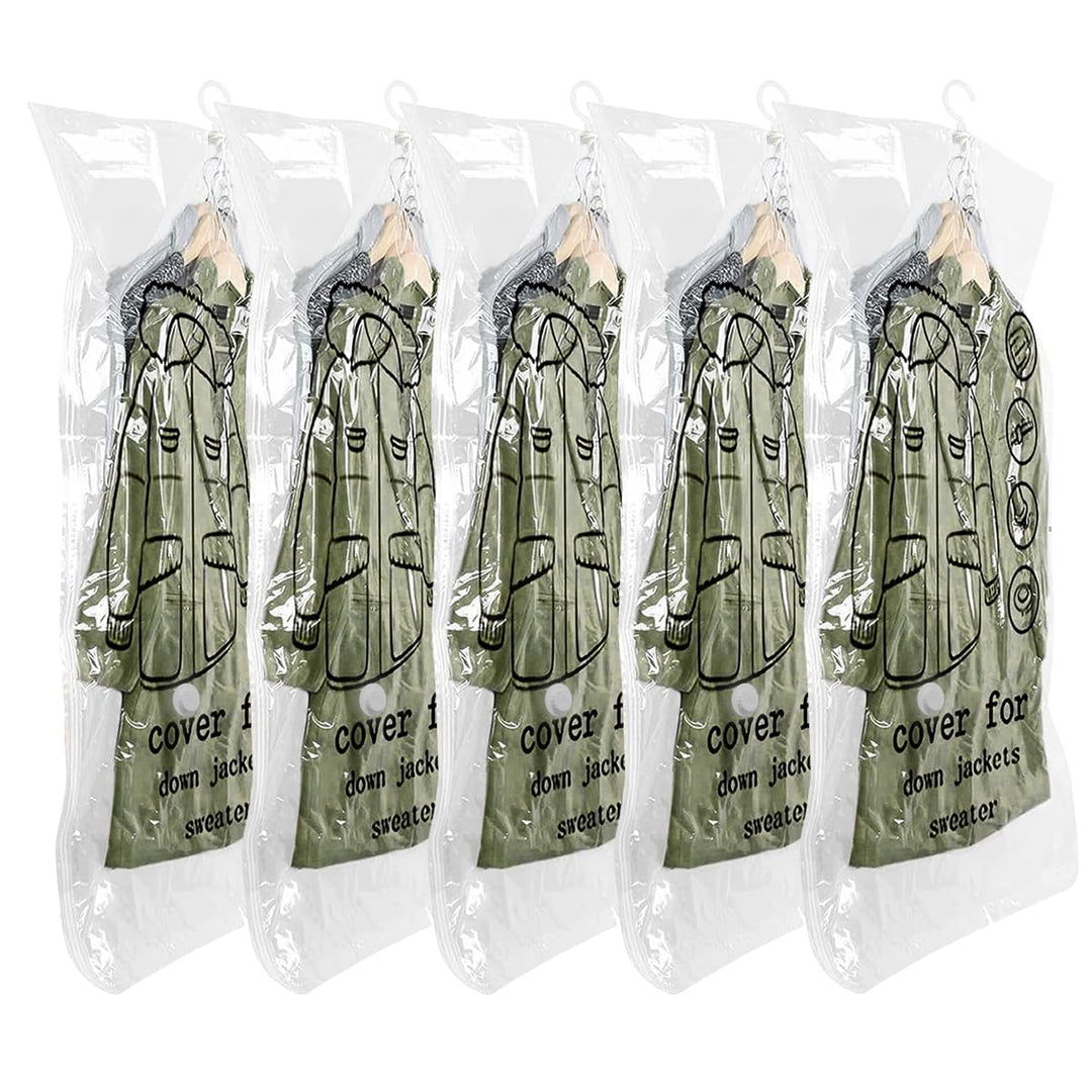 Vakuumbeutel für Kleidung 5 Stück, Hängende Vakuumierbeutel Kleidung (110x70cm), Vacuum Bags for Clo