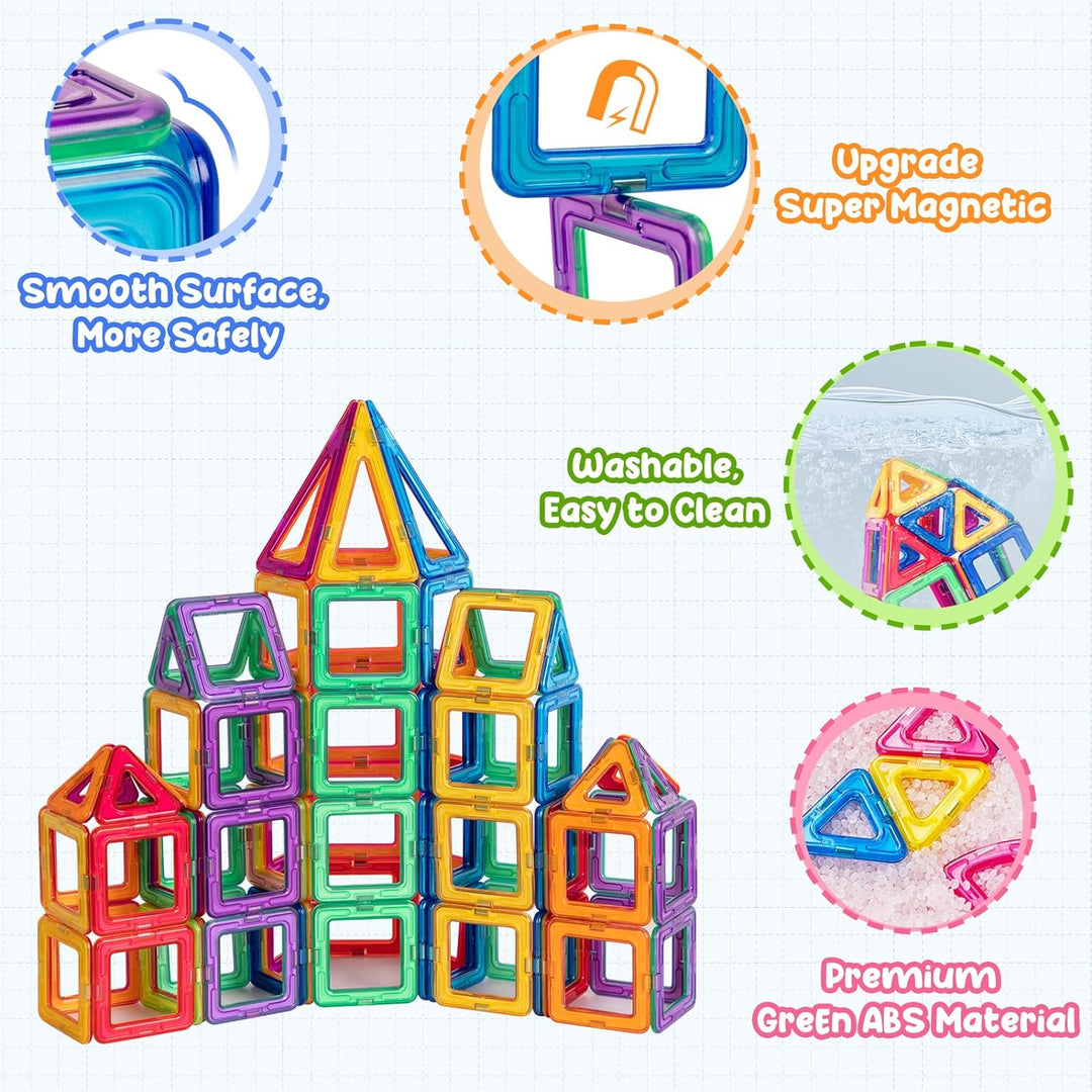 aaczly Magnetische Bausteine 122 Teile Magnet Spielzeug Kinder Montessori Spielzeug Magnetbausteine