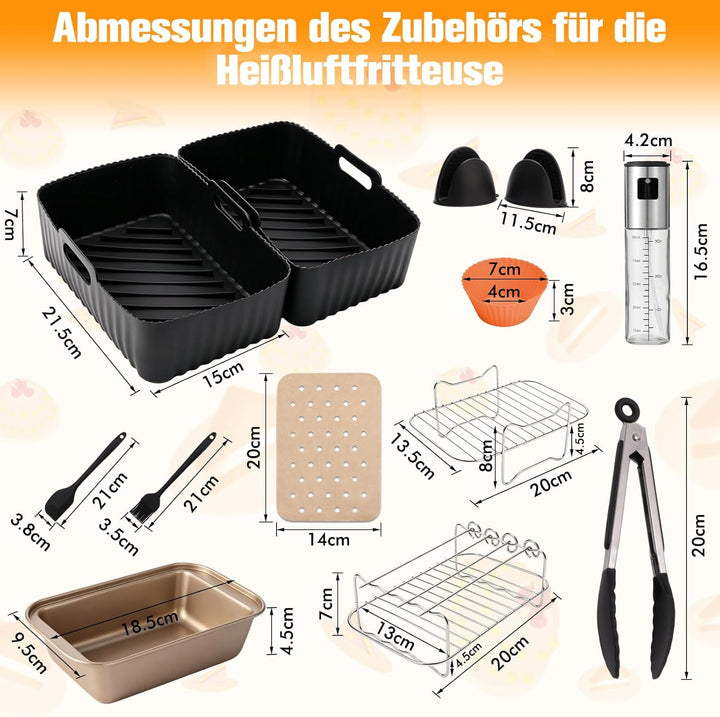 Airfryer Zubehör für Ninja Foodi Max Dual Zone AF500EU AF400EU AF400EUCP 7,6L-10,4L,25 Stück Airfrye