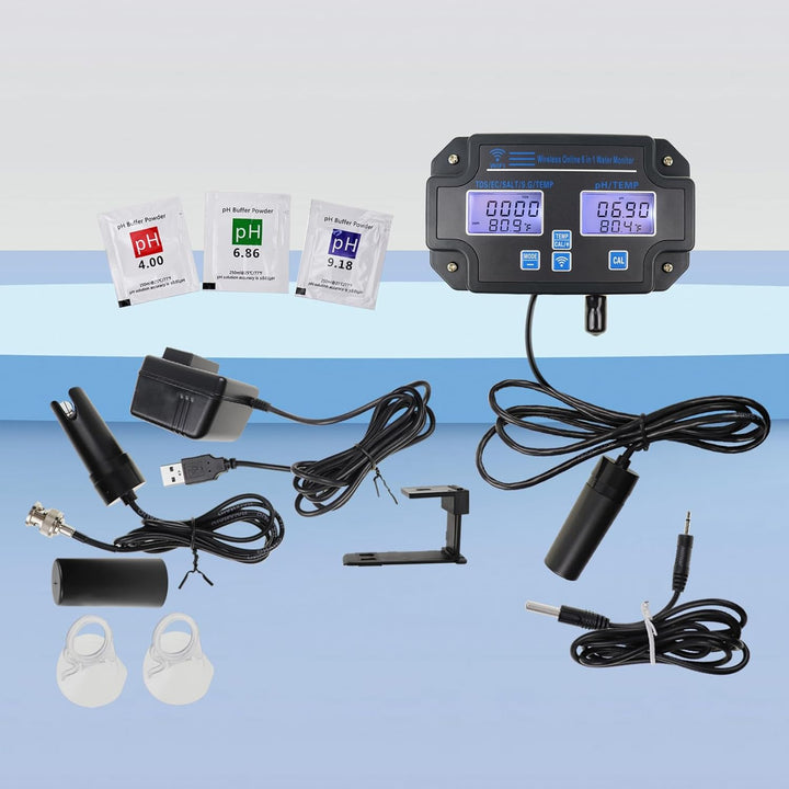 Professioneller 6-in-1-Wasserqualitätsmonitor testet pH-Wert, TDS, EC, Salzgehalt, SG, Temperatur Wi
